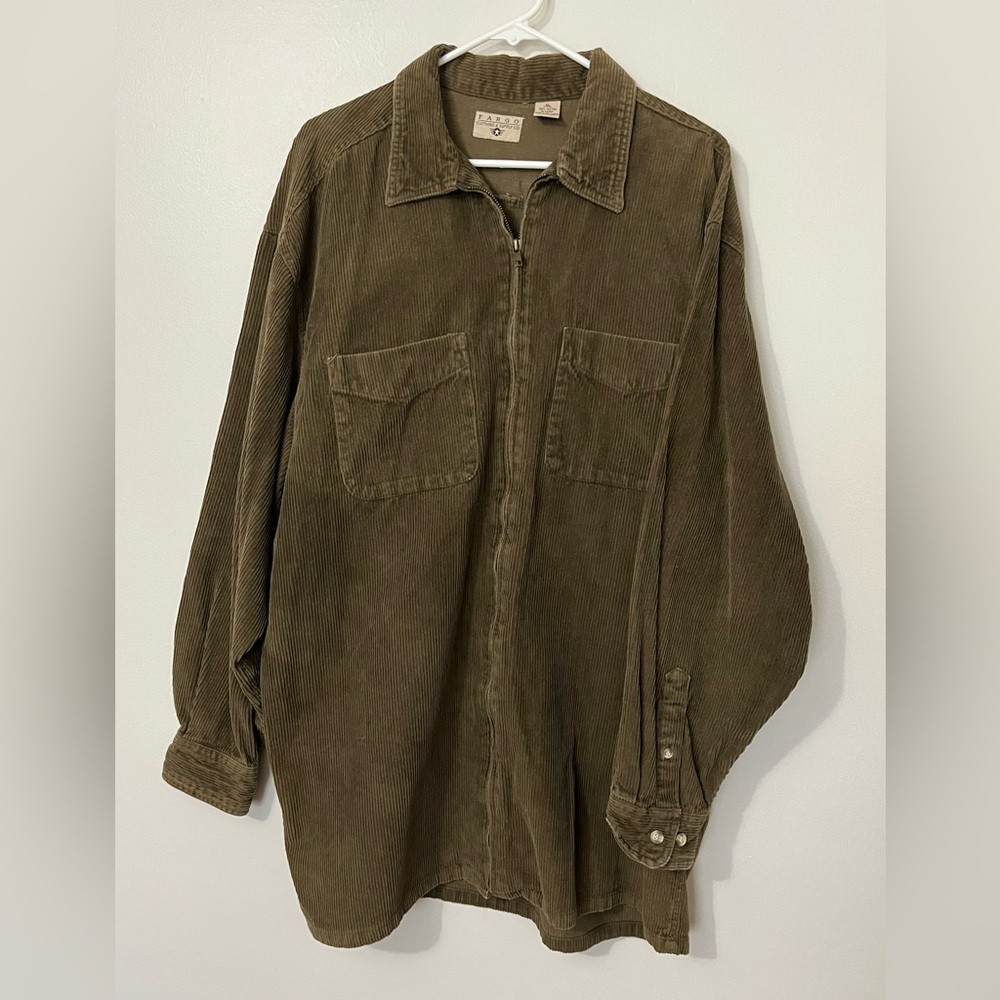 Vintage 100% Cotton Brown Corduroy Full Zip Trucker Jacket - Picture 3 of 6